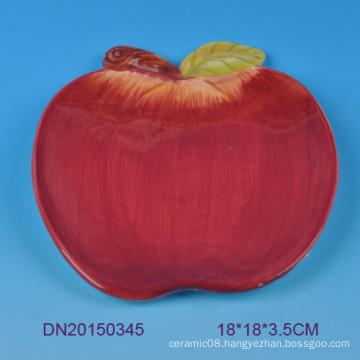 High quality red apple ceramic fruit dishHigh quality red apple ceramic fruit dish